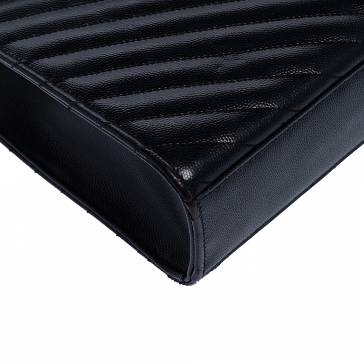 Pre Owned Saint Laurent Black Matelasse Leather Large Cassandre Flap Bag