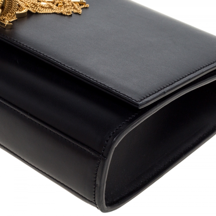 Pre Owned Saint Laurent Black Leather Medium Kate Tassel Shoulder Bag