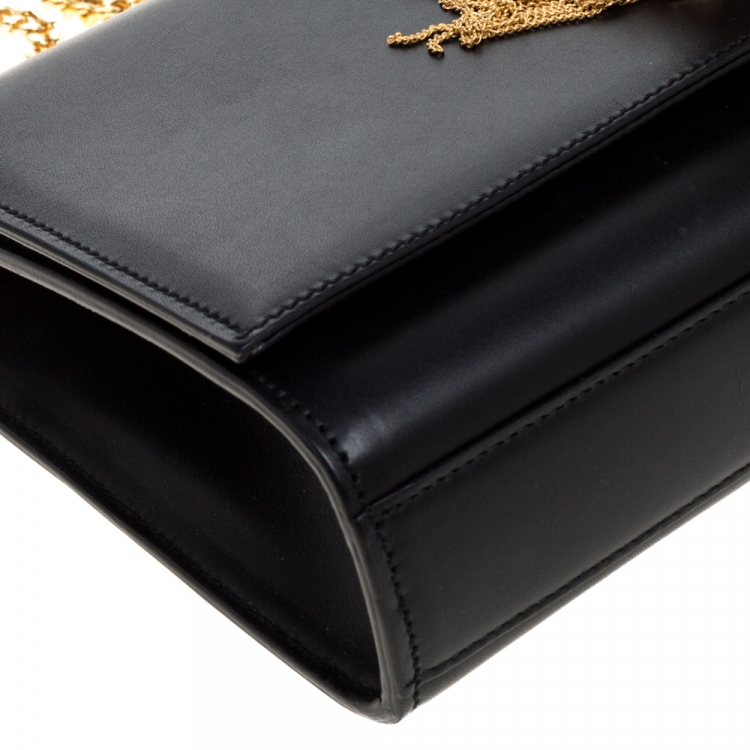Pre Owned Saint Laurent Black Leather Medium Kate Tassel Shoulder Bag