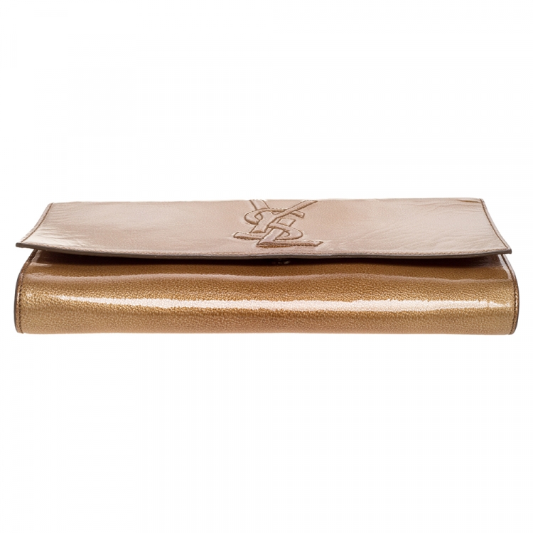 Pre Owned Yves Saint Laurent Cream Patent Leather Belle de Jour Flap Clutch