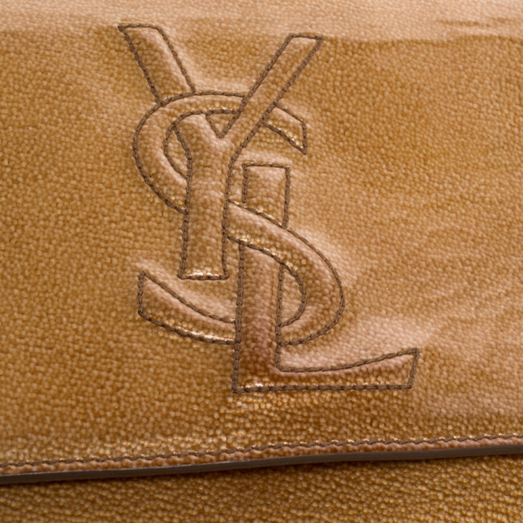Pre Owned Yves Saint Laurent Cream Patent Leather Belle de Jour Flap Clutch