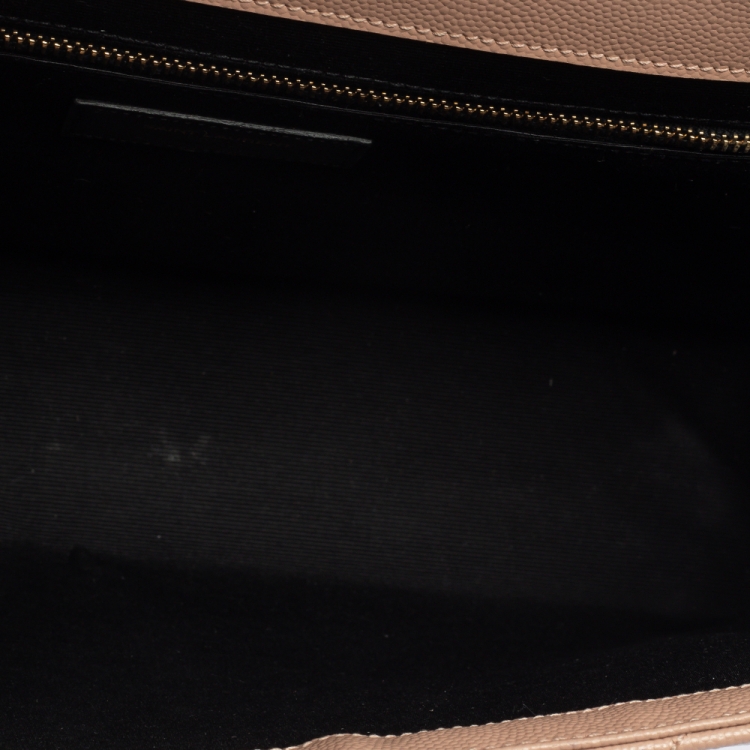 Pre Owned Saint Laurent Peach Matelasse Leather Large Cassandre Flap Bag