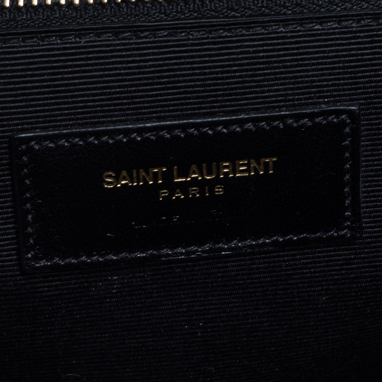 Pre Owned Saint Laurent Peach Matelasse Leather Large Cassandre Flap Bag