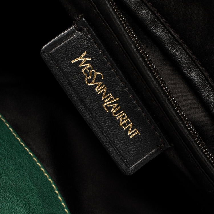 Pre Owned Saint Laurent Green Leather Large Roady Hobo