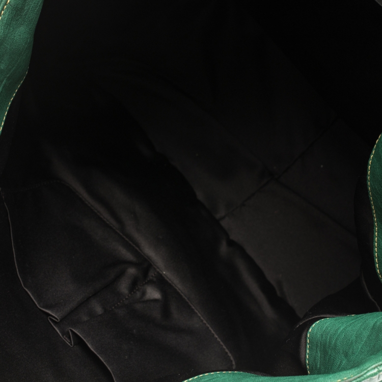 Pre Owned Saint Laurent Green Leather Large Roady Hobo