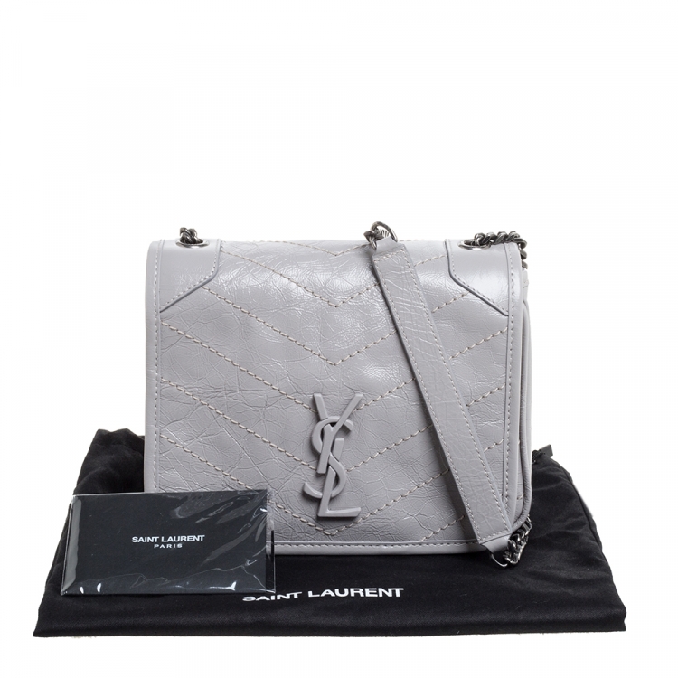 Pre Owned Saint Laurent Crinkled Leather Mini Niki Chain Shoulder Bag