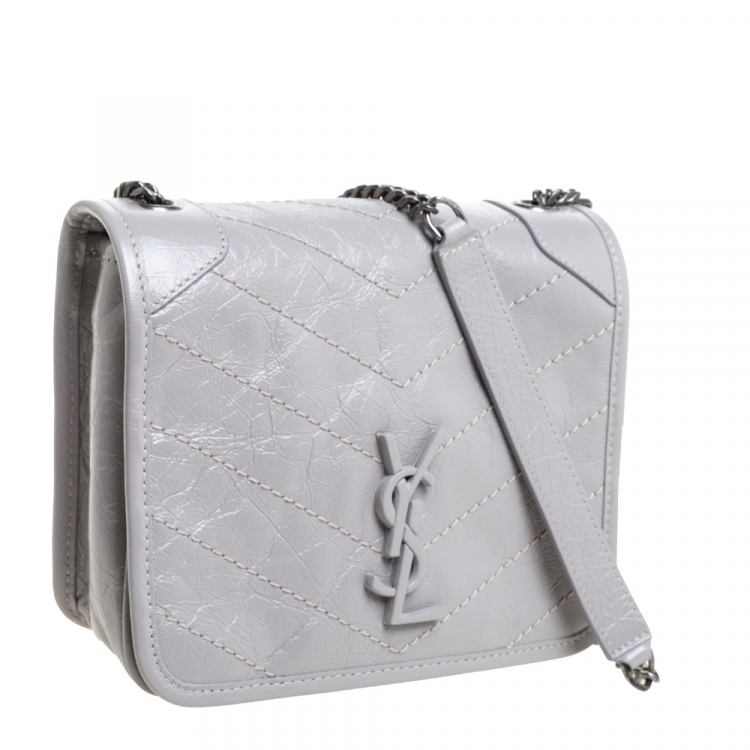 Pre Owned Saint Laurent Crinkled Leather Mini Niki Chain Shoulder Bag