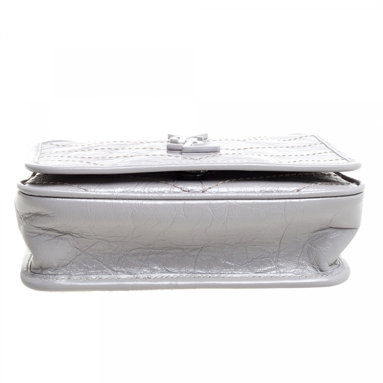 Pre Owned Saint Laurent Crinkled Leather Mini Niki Chain Shoulder Bag
