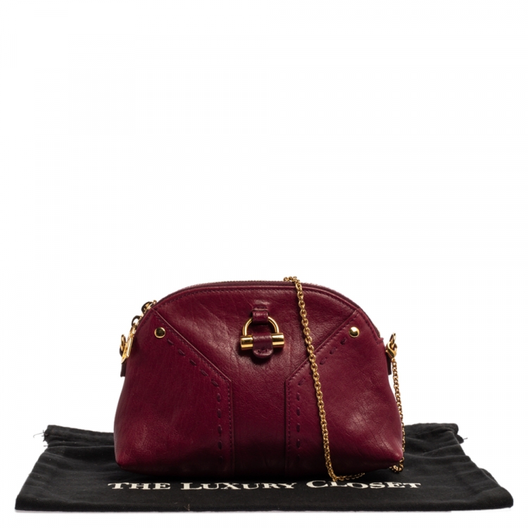 Pre Owned Saint Laurent Paris Burgundy Leather  Muse Chain Bag