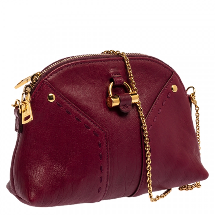 Pre Owned Saint Laurent Paris Burgundy Leather  Muse Chain Bag