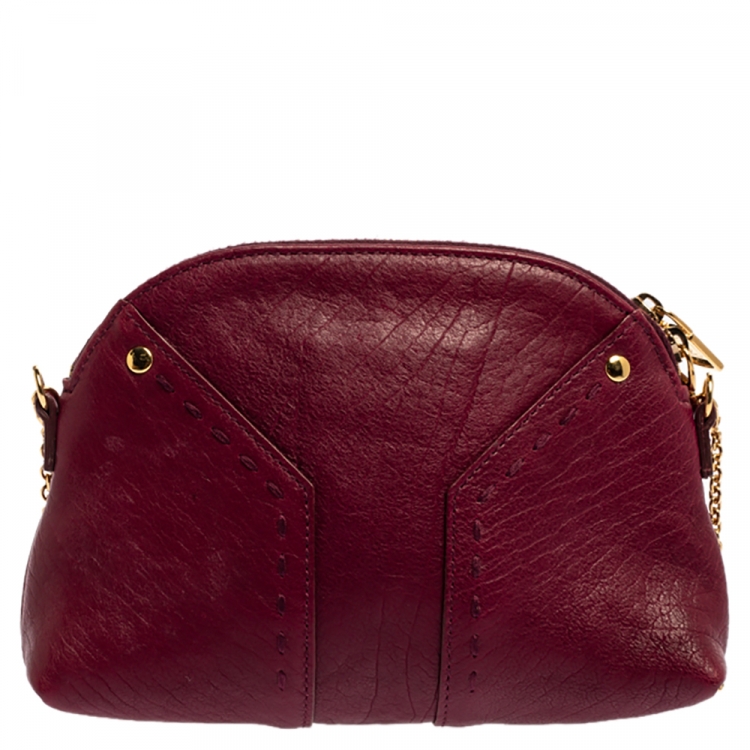 Pre Owned Saint Laurent Paris Burgundy Leather  Muse Chain Bag