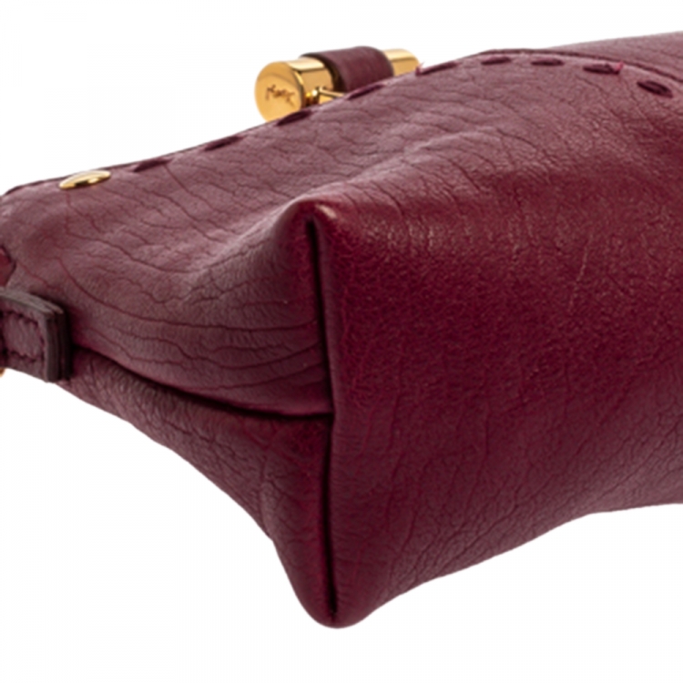Pre Owned Saint Laurent Paris Burgundy Leather  Muse Chain Bag