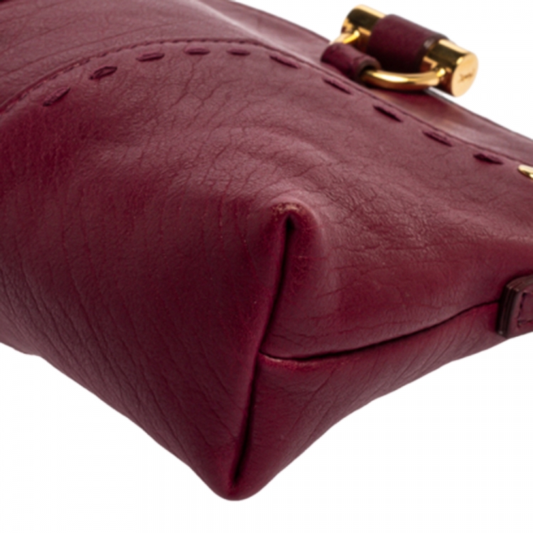 Pre Owned Saint Laurent Paris Burgundy Leather  Muse Chain Bag