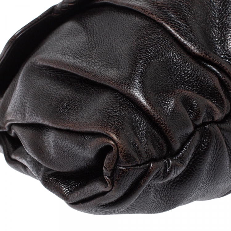 Pre Owned Yves Saint Laurent Dark Brown Leather Satchel