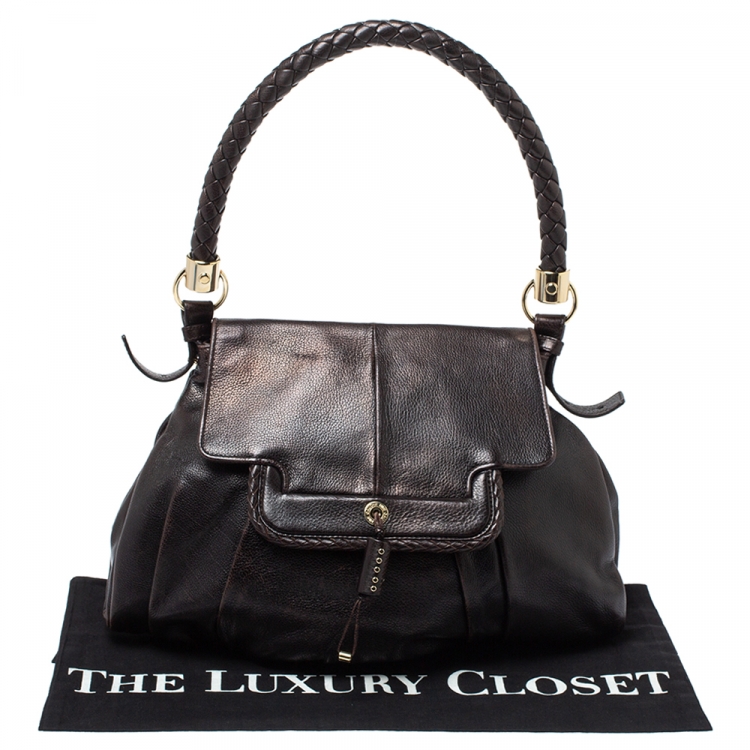 Pre Owned Yves Saint Laurent Dark Brown Leather Satchel