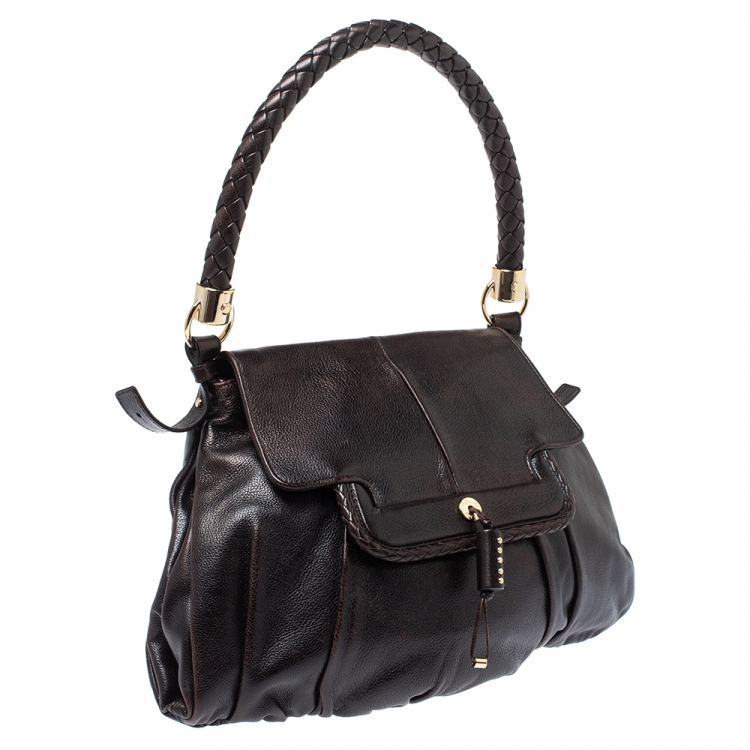 Pre Owned Yves Saint Laurent Dark Brown Leather Satchel