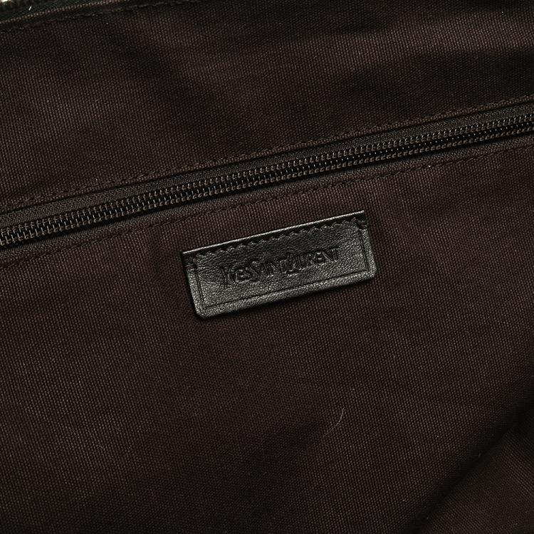 Pre Owned Saint Laurent Green Leather Sac Hamptons Weekender Bag