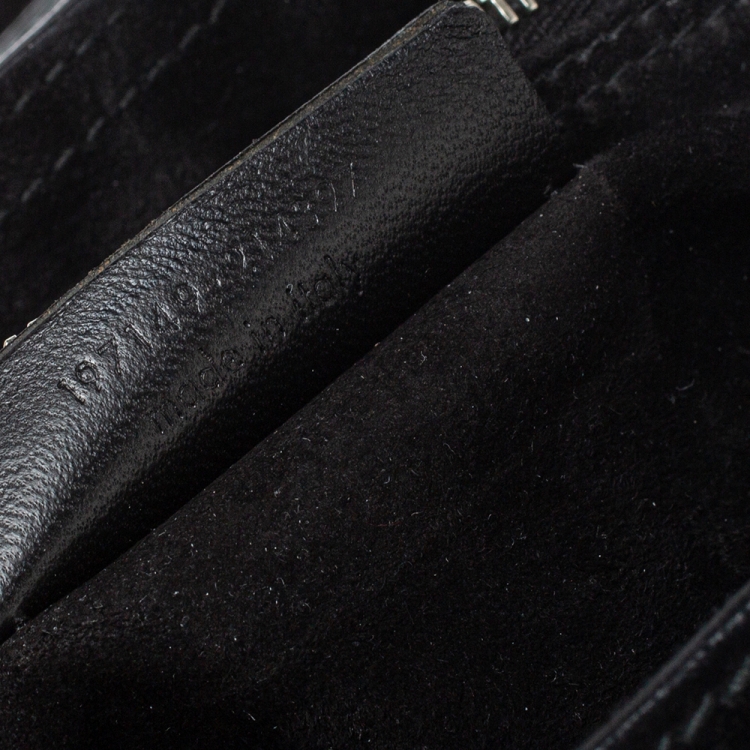 Pre Owned Saint Laurent Black Patent Leather Grid Muse Two Top Handle Bag 