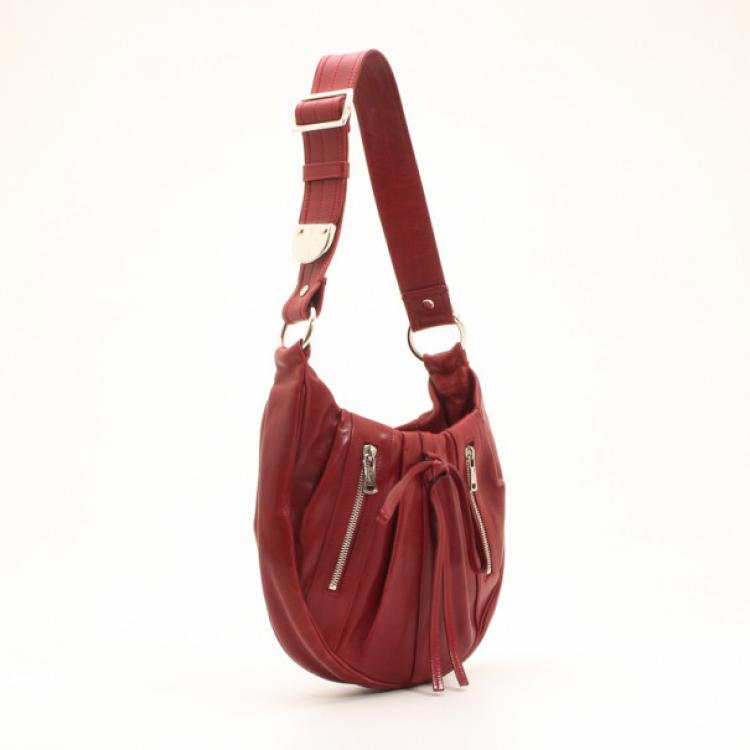 مملوكة مسبقًا Yves Saint Laurent Red Leather Zipper Shoulder Bag 