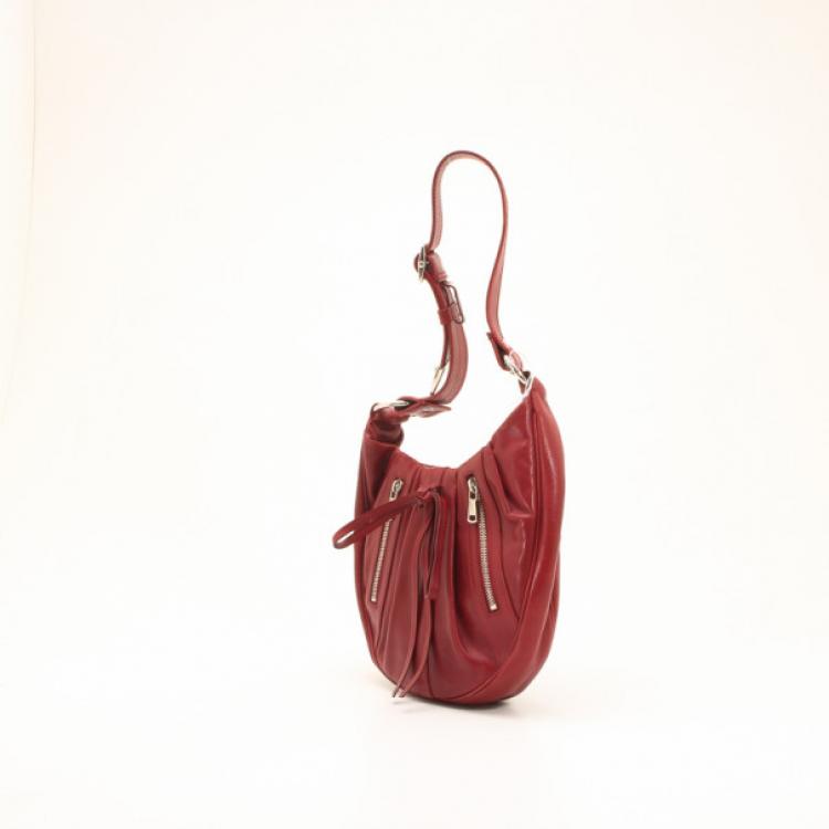 مملوكة مسبقًا Yves Saint Laurent Red Leather Zipper Shoulder Bag 