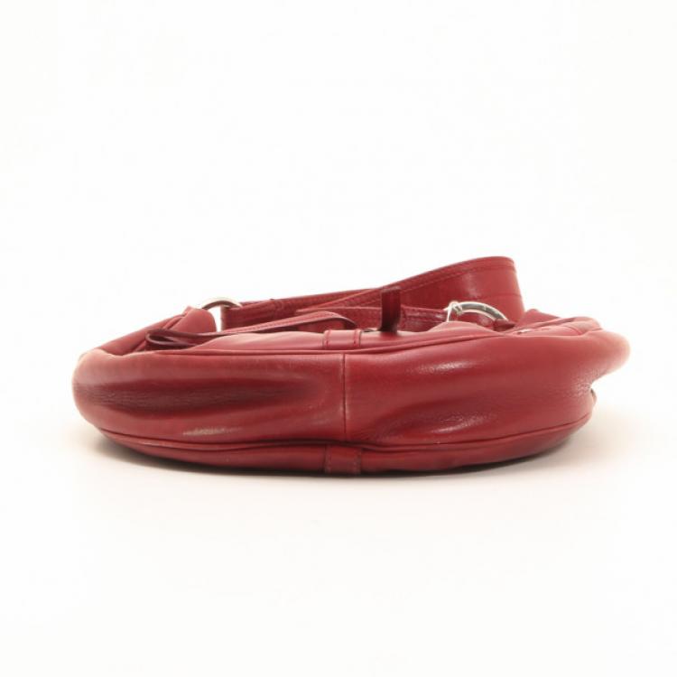 مملوكة مسبقًا Yves Saint Laurent Red Leather Zipper Shoulder Bag 