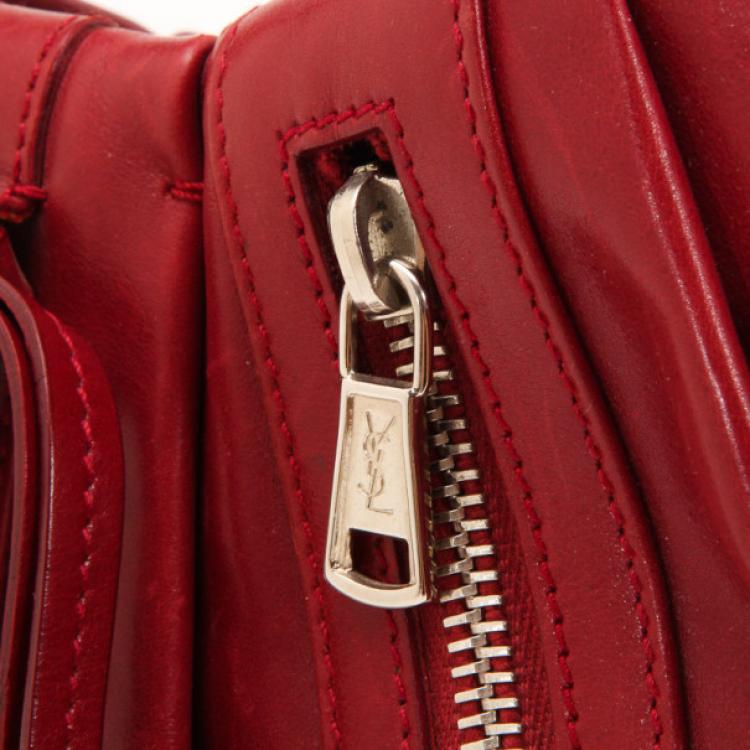 مملوكة مسبقًا Yves Saint Laurent Red Leather Zipper Shoulder Bag 