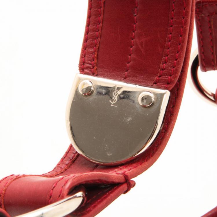 مملوكة مسبقًا Yves Saint Laurent Red Leather Zipper Shoulder Bag 
