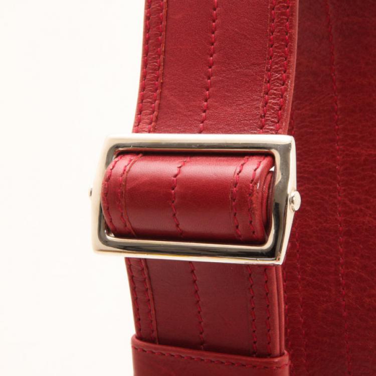 مملوكة مسبقًا Yves Saint Laurent Red Leather Zipper Shoulder Bag 