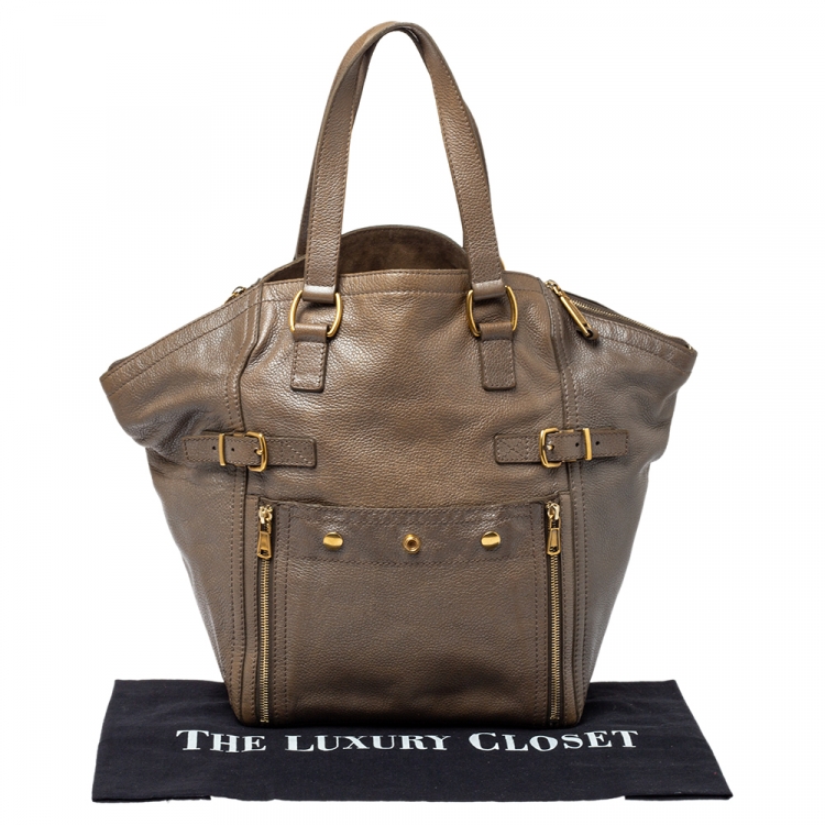 Pre Owned Yves Saint Laurent Beige Leather Large Downtown Tote