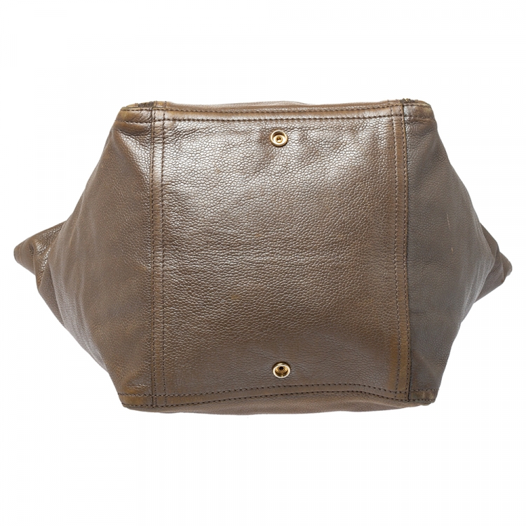 Pre Owned Yves Saint Laurent Beige Leather Large Downtown Tote