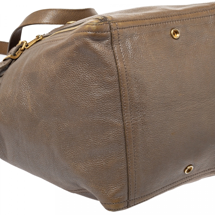 Pre Owned Yves Saint Laurent Beige Leather Large Downtown Tote