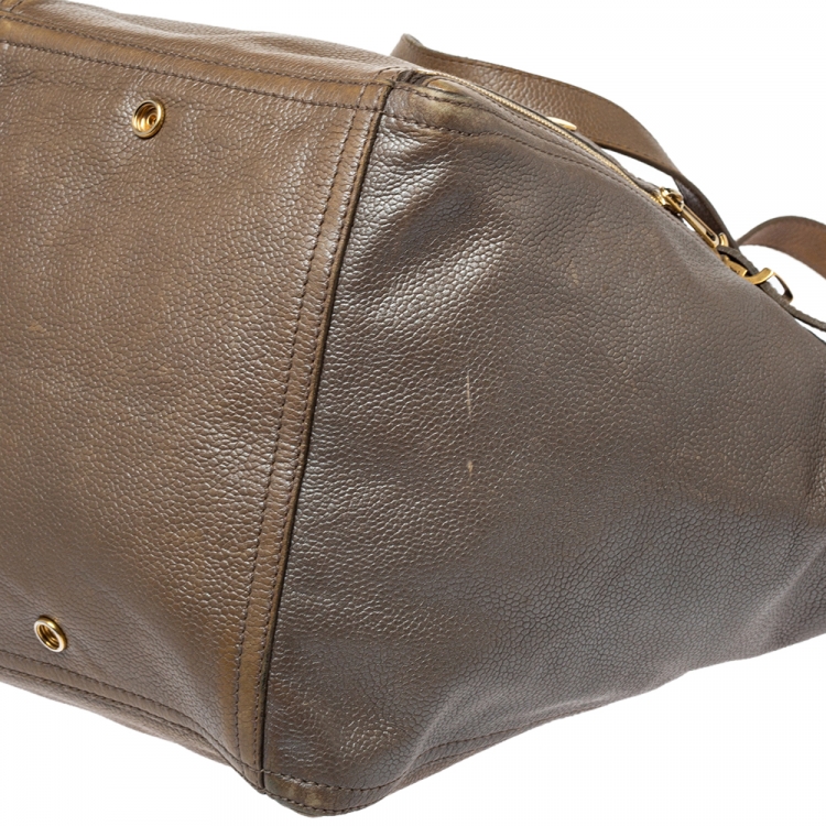 Pre Owned Yves Saint Laurent Beige Leather Large Downtown Tote