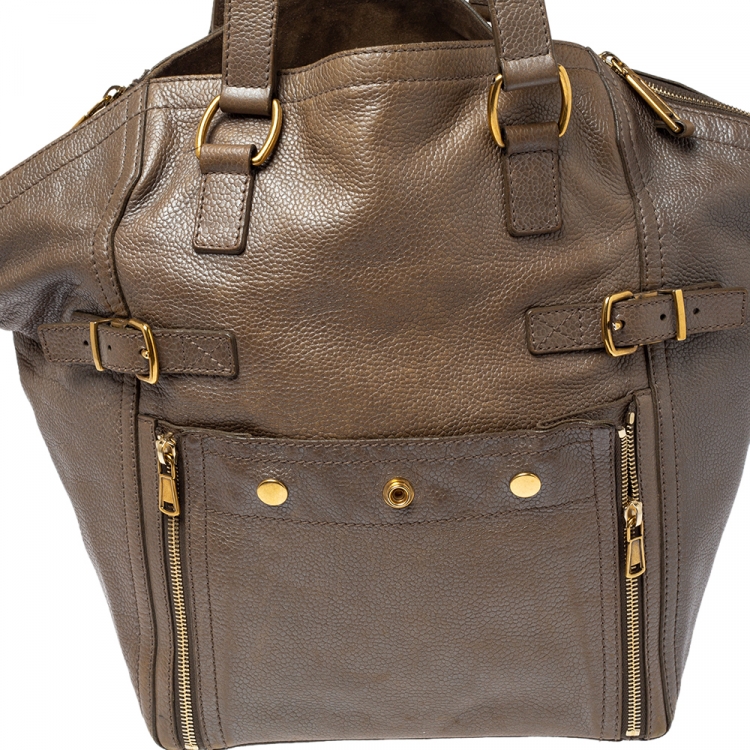 Pre Owned Yves Saint Laurent Beige Leather Large Downtown Tote