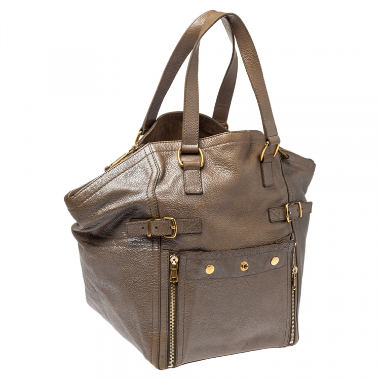 Pre Owned Yves Saint Laurent Beige Leather Large Downtown Tote