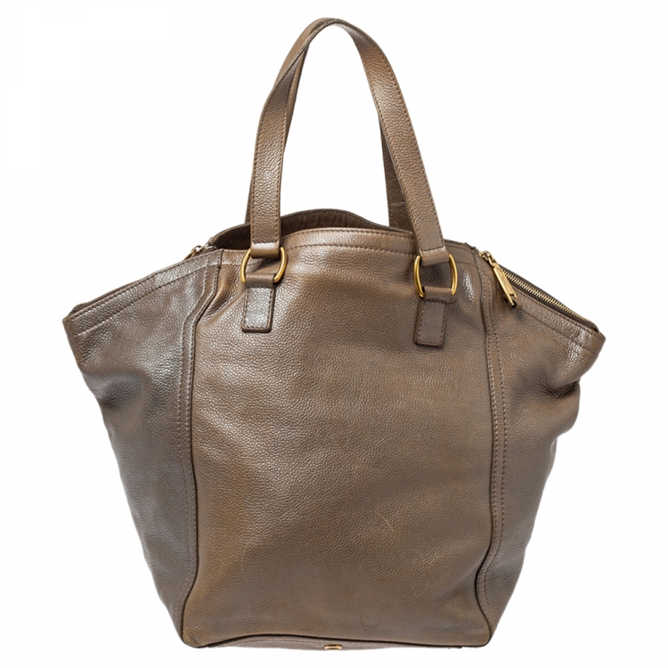 Pre Owned Yves Saint Laurent Beige Leather Large Downtown Tote