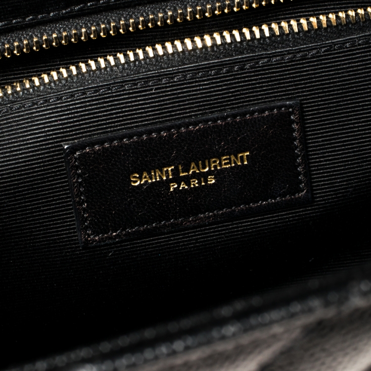 Pre Owned Saint Laurent Black Matelasse Leather Large Cassandre Flap Bag