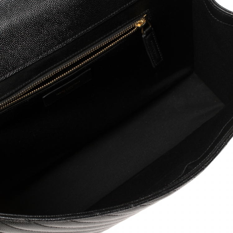 Pre Owned Saint Laurent Black Matelasse Leather Large Cassandre Flap Bag