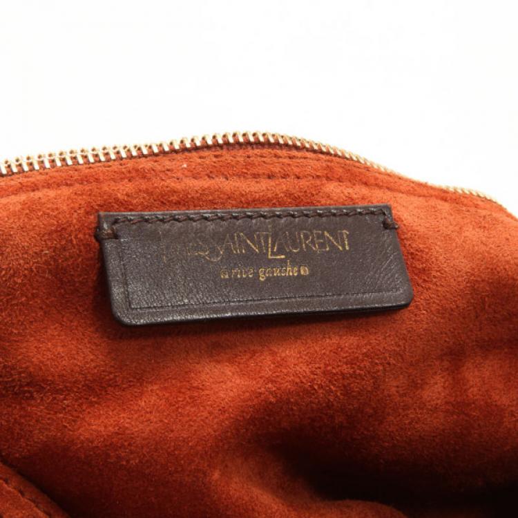 Pre Owned Yves Saint Laurent Brown Croc Embossed Muse Two Satchel