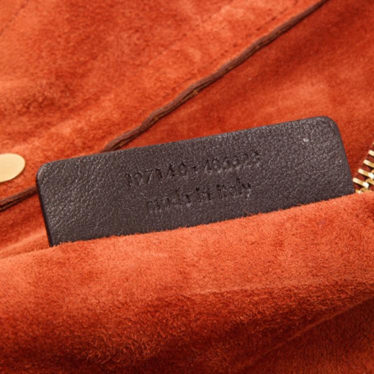 Pre Owned Yves Saint Laurent Brown Croc Embossed Muse Two Satchel