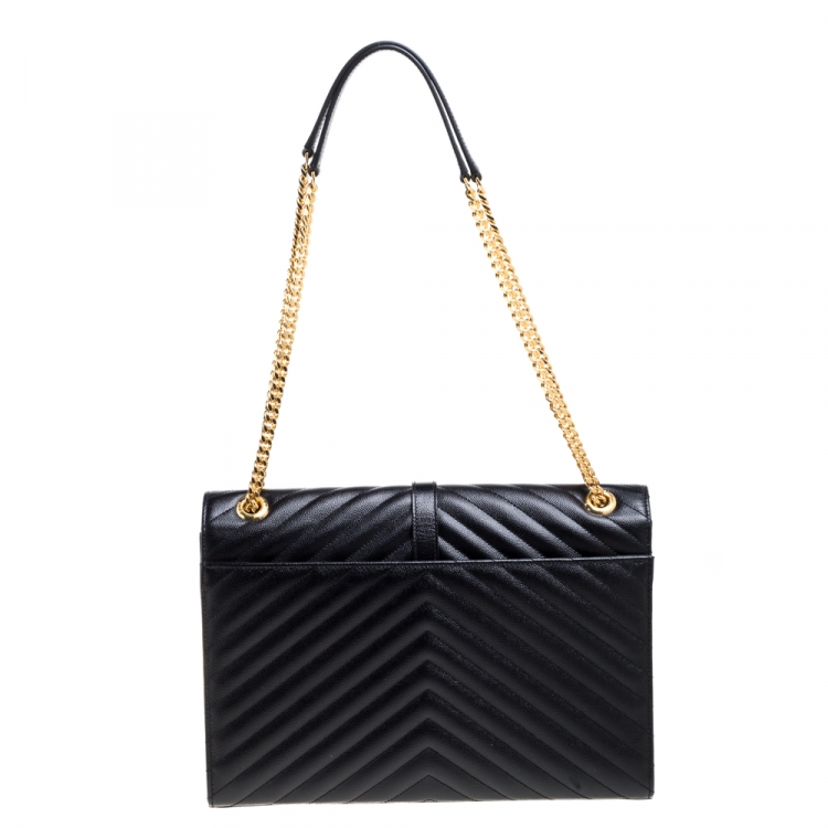 مملوكة مسبقًا Saint Laurent Black Matelasse Leather Large Cassandre Flap Bag