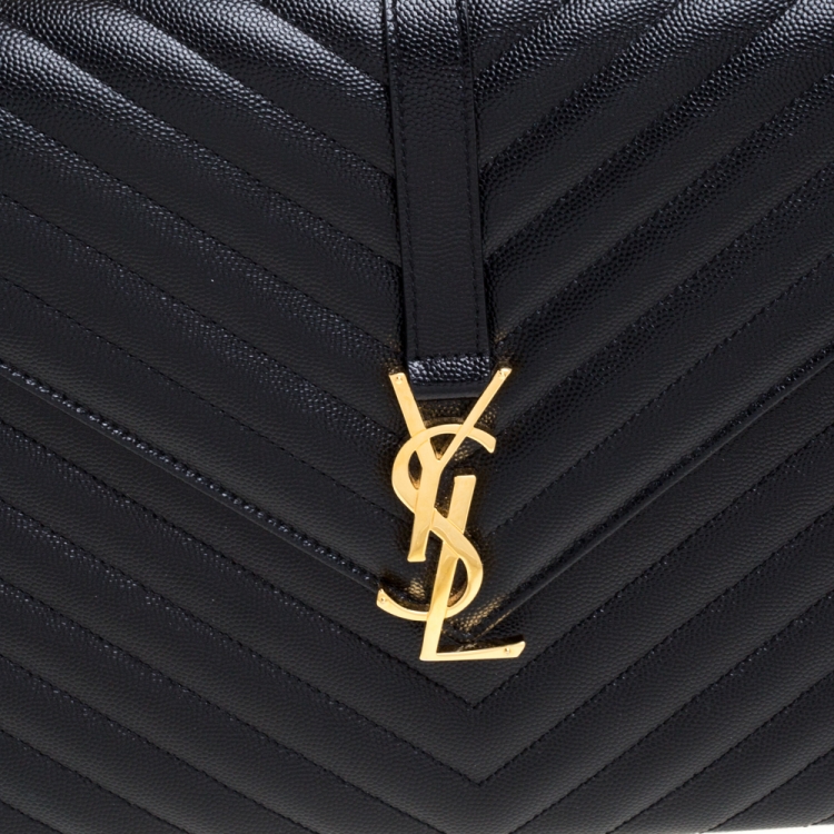 مملوكة مسبقًا Saint Laurent Black Matelasse Leather Large Cassandre Flap Bag