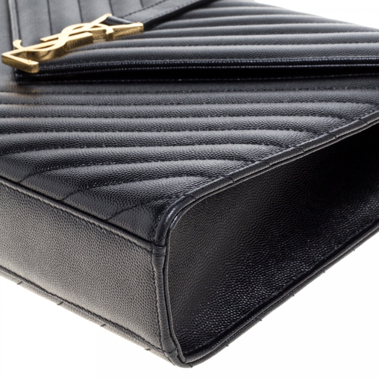 مملوكة مسبقًا Saint Laurent Black Matelasse Leather Large Cassandre Flap Bag