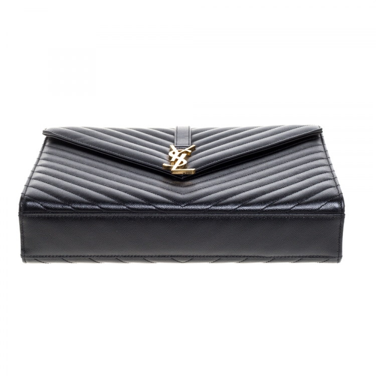 مملوكة مسبقًا Saint Laurent Black Matelasse Leather Large Cassandre Flap Bag