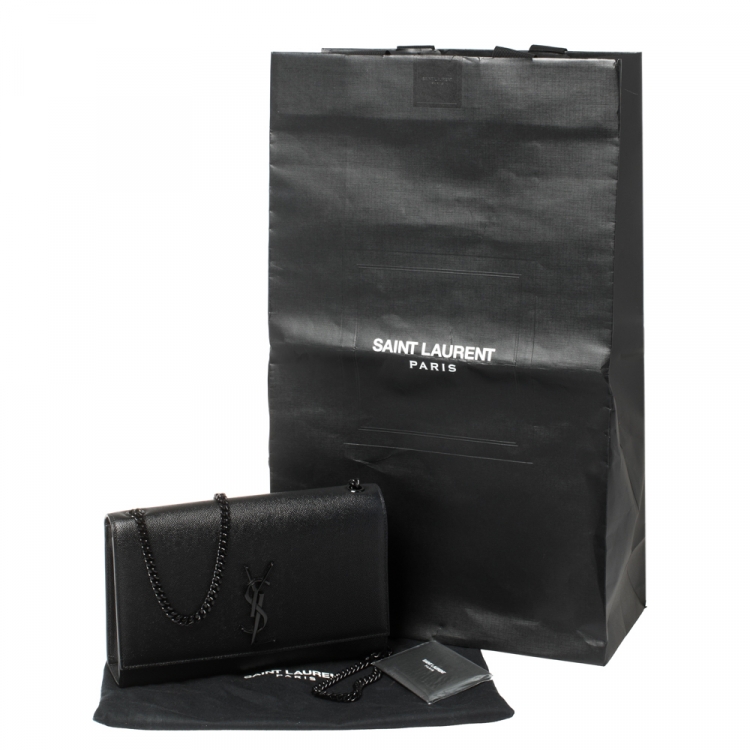 Pre Owned Saint Laurent Black Leather Medium Kate Shoulder Bag