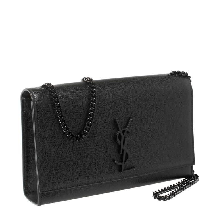 Pre Owned Saint Laurent Black Leather Medium Kate Shoulder Bag