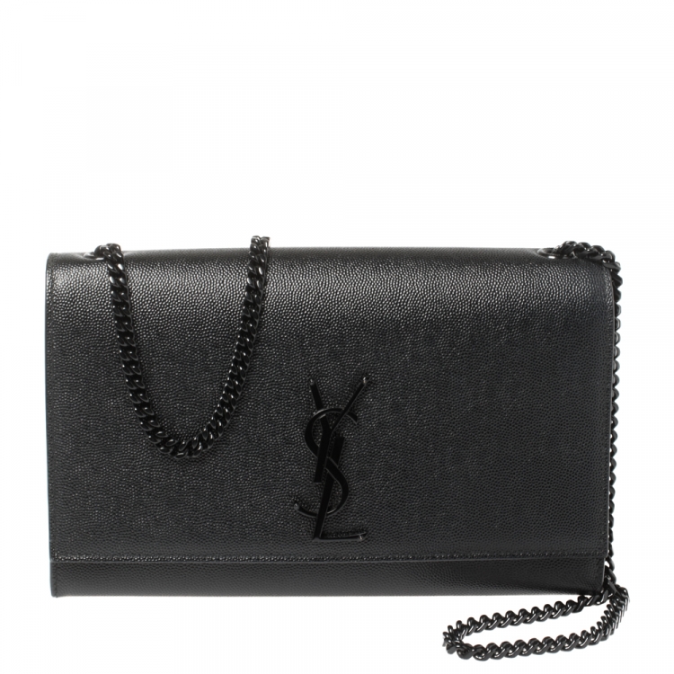 Pre Owned Saint Laurent Black Leather Medium Kate Shoulder Bag