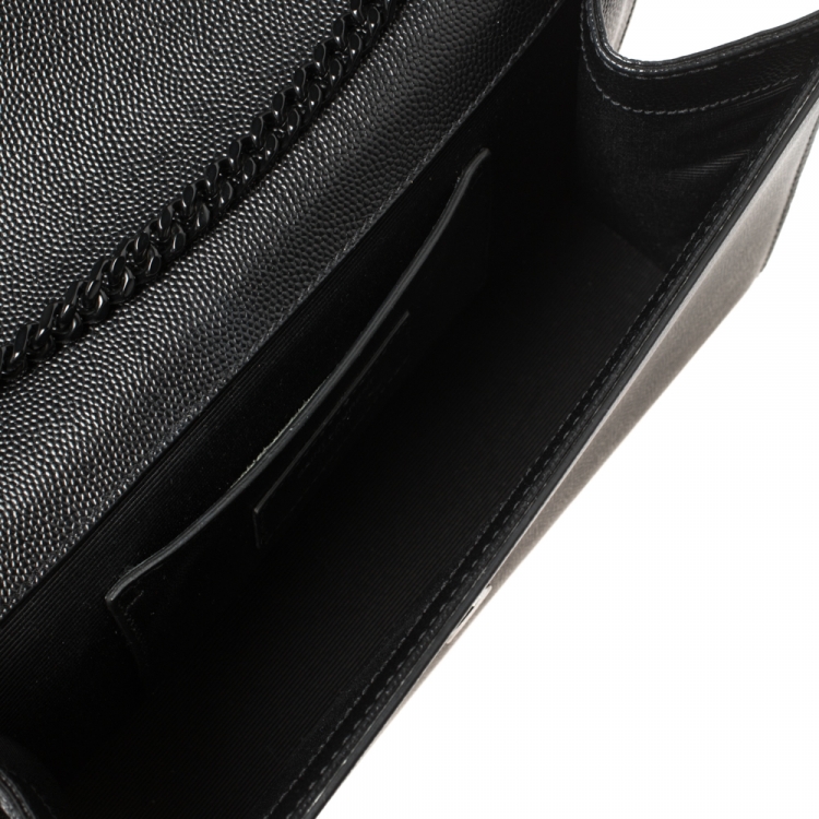 Pre Owned Saint Laurent Black Leather Medium Kate Shoulder Bag