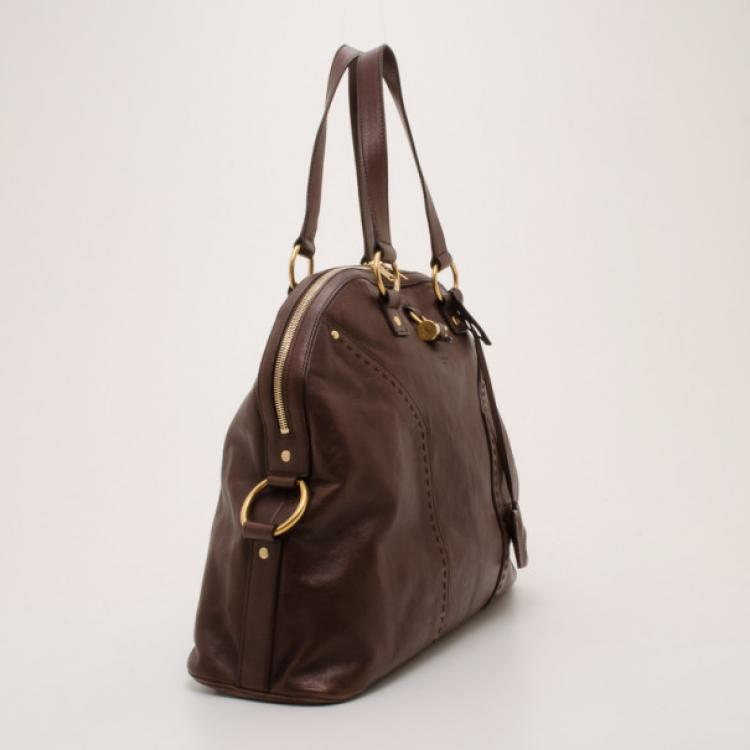 Pre Owned Saint Laurent Paris Brown Leather Muse XL