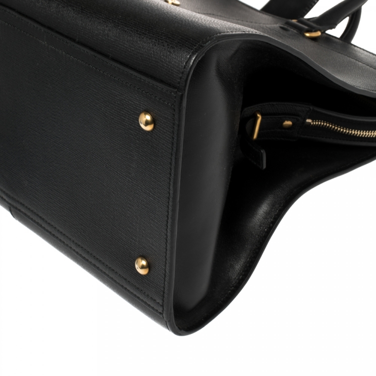 Pre Owned Saint Laurent Black Textured Leather Large Cabas Chyc Tote
