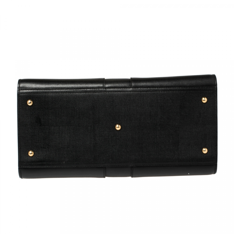 Pre Owned Saint Laurent Black Textured Leather Large Cabas Chyc Tote